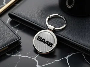 Saab Portachiavi Personalizzati Stile Metallo Foto Bombato